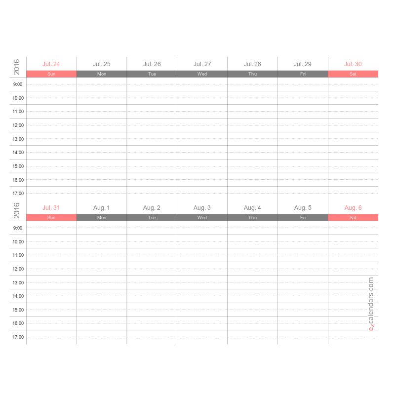 Two weeks appointment schedule template