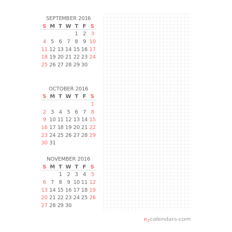 Flexible three month planning calendar