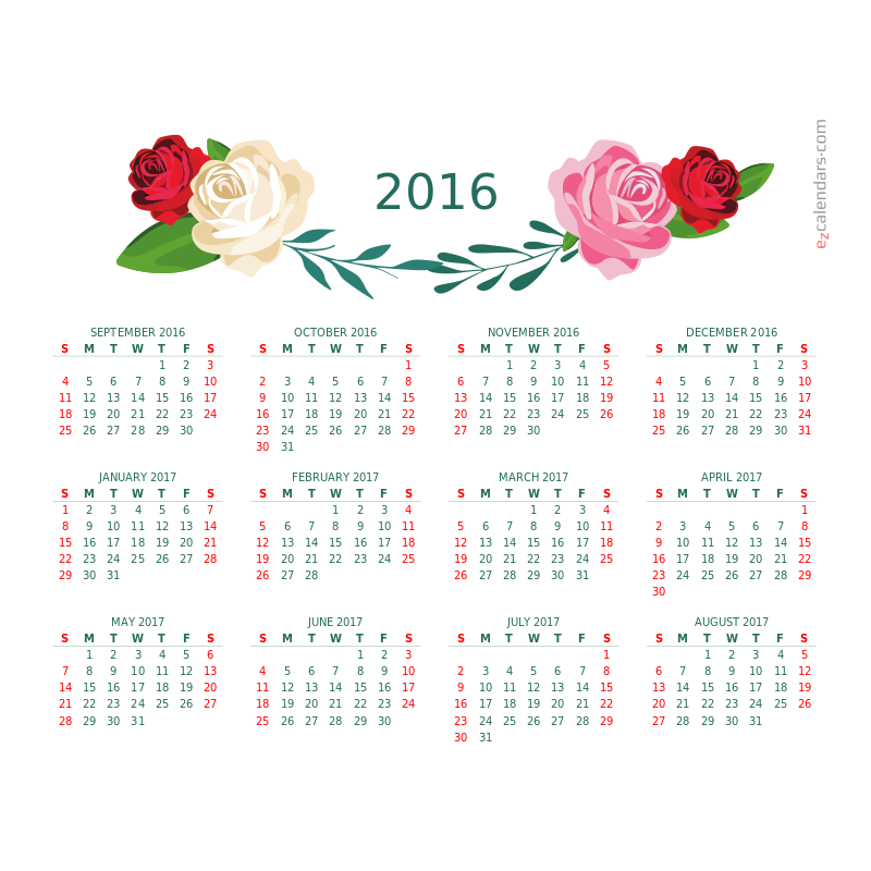One-year flowers of beauty calendar
