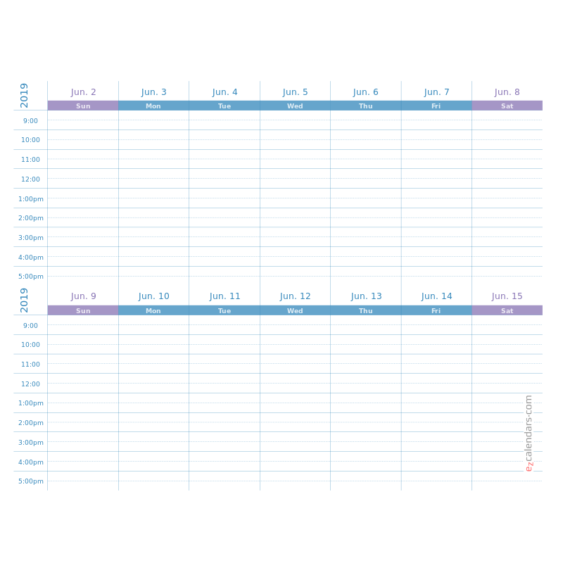 Blue and purple 2 weeks appointment schedule template