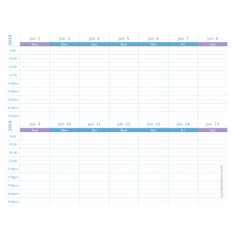 2 Week Schedule Template from www.ezcalendars.com